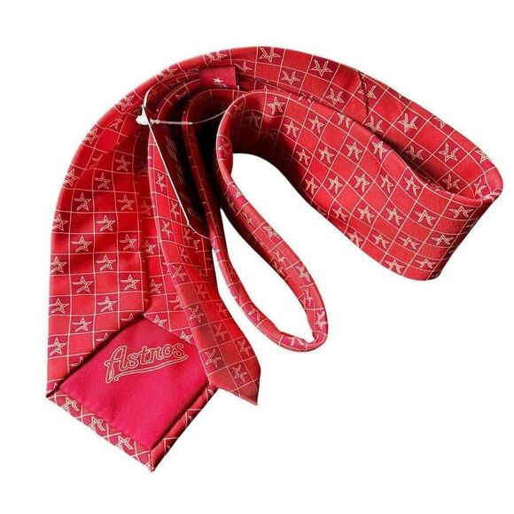 Men's Red Silk Tie with Vtg Houston Astros Macy's 150th Anniversary mlb - Picture 3 of 5